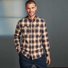 Load image into Gallery viewer, Tan/Navy Signature Brushed Flannel Check Shirt