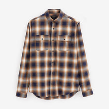 Load image into Gallery viewer, Tan/Navy Signature Brushed Flannel Check Shirt