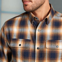 Load image into Gallery viewer, Tan/Navy Signature Brushed Flannel Check Shirt