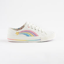 Load image into Gallery viewer, White Rainbow Embellished Lace-Up Trainers (Older Girls)