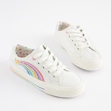 Load image into Gallery viewer, White Rainbow Embellished Lace-Up Trainers (Older Girls)