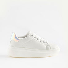 Load image into Gallery viewer, White/Iridescent Chunky Sole Trainers (Older Girls)