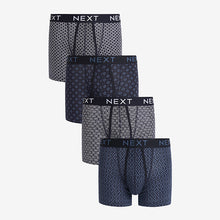 Load image into Gallery viewer, Blue Dark Geometric A-Front Boxers