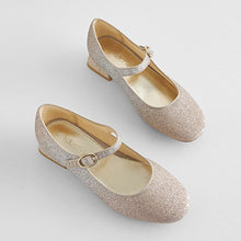 Load image into Gallery viewer, Silver/Gold Ombre Glitter Flared Heel Occasion Shoes (Older Girls)