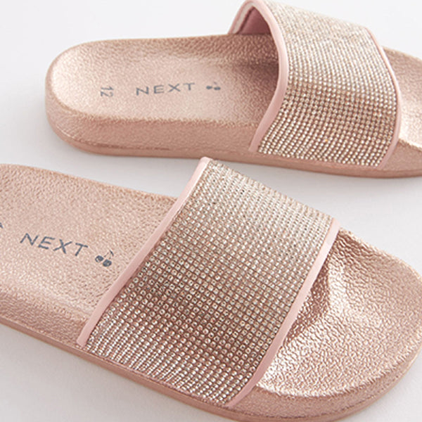 Girls rose gold store sliders