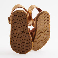 Load image into Gallery viewer, Gold Leather Leather Woven Ankle Strap Sandals (Younger Girls)