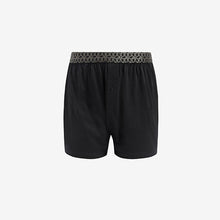 Load image into Gallery viewer, Black Metallic Waistband 4 pack 100% Cotton Boxers
