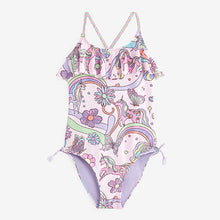 Load image into Gallery viewer, Pink Unicorn Frill Swimsuit (3mths-5yrs)