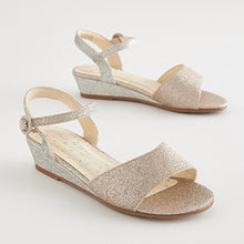 Load image into Gallery viewer, Silver/Gold Ombre Occasion Wedge Sandals (Older Girls)