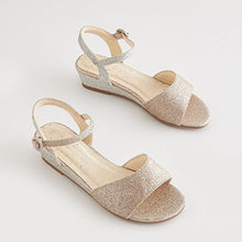 Load image into Gallery viewer, Silver/Gold Ombre Occasion Wedge Sandals (Older Girls)