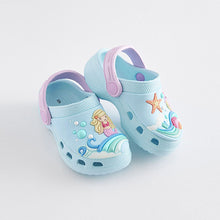 Load image into Gallery viewer, Blue Mermaid Clogs With Ankle Strap (Younger Girls)