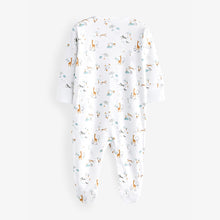 Load image into Gallery viewer, Yellow Duck/Mint Green Clouds Sleepsuits 4 Pack (0-2yrs)