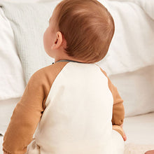 Load image into Gallery viewer, Tan Brown/Blue Little Bro Baby Oversized Sleepsuit (0-2yrs)