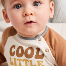 Load image into Gallery viewer, Tan Brown/Blue Little Bro Baby Oversized Sleepsuit (0-2yrs)