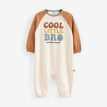 Load image into Gallery viewer, Tan Brown/Blue Little Bro Baby Oversized Sleepsuit (0-2yrs)