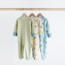Load image into Gallery viewer, Mint Green Baby Sleepsuits 3 Pack (0-3yrs)