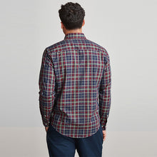 Load image into Gallery viewer, Blue Navy/Red/Green Check Easy Iron Button Down Oxford Shirt