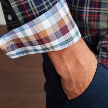 Load image into Gallery viewer, Blue Navy/Red/Green Check Easy Iron Button Down Oxford Shirt