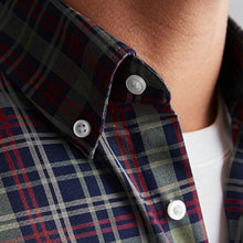 Load image into Gallery viewer, Blue Navy/Red/Green Check Easy Iron Button Down Oxford Shirt