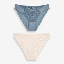 Load image into Gallery viewer, Blue/Nude High Leg Embroidered Knickers 2 Pack