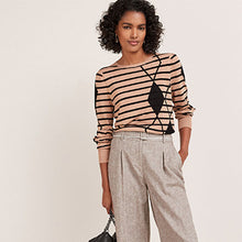 Load image into Gallery viewer, Camel Brown / Black Argyle Stripe Crew Neck Jumper