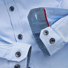 Load image into Gallery viewer, Blue Trimmed Oxford Shirt (3mths-6yrs)