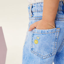 Load image into Gallery viewer, Blue Embroidered Mom Jeans (3-12yrs)