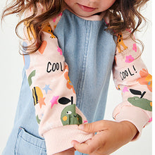 Load image into Gallery viewer, Pink Panda Print Raglan Denim Dress (3mths-6yrs)
