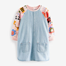 Load image into Gallery viewer, Pink Panda Print Raglan Denim Dress (3mths-6yrs)