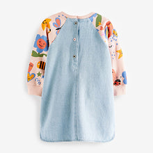 Load image into Gallery viewer, Pink Panda Print Raglan Denim Dress (3mths-6yrs)
