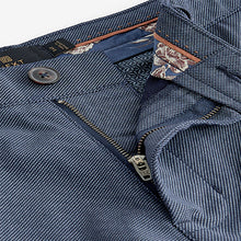 Load image into Gallery viewer, Navy Texture Belted 100% Cotton Chino Shorts