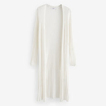 Load image into Gallery viewer, White Longine Linen Rib Cardigan