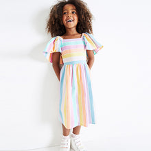 Load image into Gallery viewer, Rainbow Stripe Angel Sleeve Dress (3-12yrs)