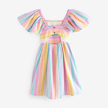 Load image into Gallery viewer, Rainbow Stripe Angel Sleeve Dress (3-12yrs)