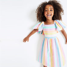 Load image into Gallery viewer, Rainbow Stripe Angel Sleeve Dress (3-12yrs)