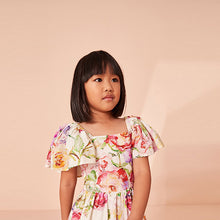 Load image into Gallery viewer, Pink Floral Angel Sleeve Dress (3-12yrs)