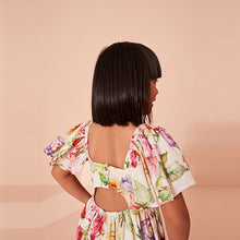 Load image into Gallery viewer, Pink Floral Angel Sleeve Dress (3-12yrs)