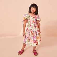 Load image into Gallery viewer, Pink Floral Angel Sleeve Dress (3-12yrs)