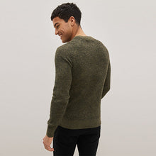 Load image into Gallery viewer, Khaki Green Crew Neck Textured Knitted Jumper