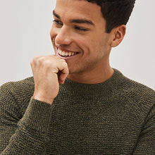 Load image into Gallery viewer, Khaki Green Crew Neck Textured Knitted Jumper