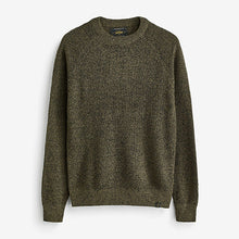 Load image into Gallery viewer, Khaki Green Crew Neck Textured Knitted Jumper