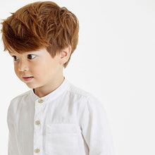 Load image into Gallery viewer, White Grandad Collar Linen Mix Shirt (3mths-6yrs)