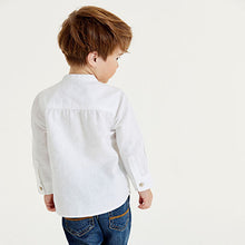 Load image into Gallery viewer, White Grandad Collar Linen Mix Shirt (3mths-6yrs)