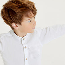 Load image into Gallery viewer, White Grandad Collar Linen Mix Shirt (3mths-6yrs)