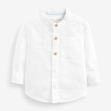 Load image into Gallery viewer, White Grandad Collar Linen Mix Shirt (3mths-6yrs)