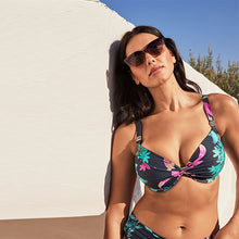Load image into Gallery viewer, Navy Blue Floral Shaping Padded Wired Bikini Top