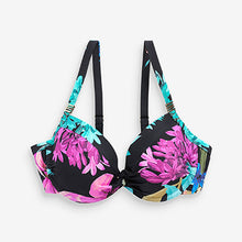 Load image into Gallery viewer, Navy Blue Floral Shaping Padded Wired Bikini Top