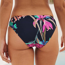 Load image into Gallery viewer, Navy Blue Floral Tummy Control Bikini Bottoms