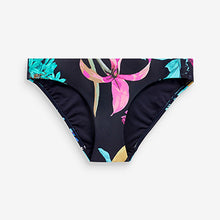 Load image into Gallery viewer, Navy Blue Floral Tummy Control Bikini Bottoms