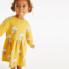 Load image into Gallery viewer, Yellow Ochre Rainbow Sweat Dress (3mths-6yrs)